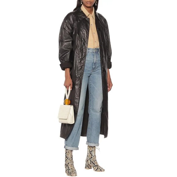 BY FAR Becca beige black snakeskin embossed leather lace up boots - Picture 3 of 14